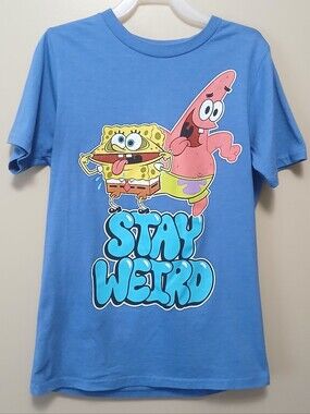 SpongeBob blue short sleeve T shirt boys size large
